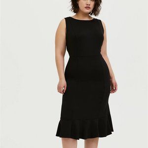 TORRID BLACK PONTE DRESS 4  KICK PLEASE RUFFLE